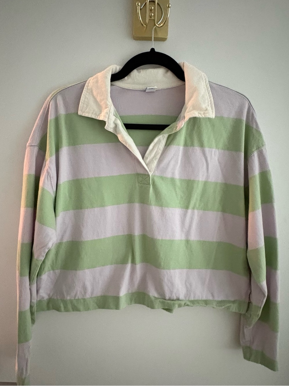 Old Navy Striped Rugby Crop Top - Light Green & Lavender
